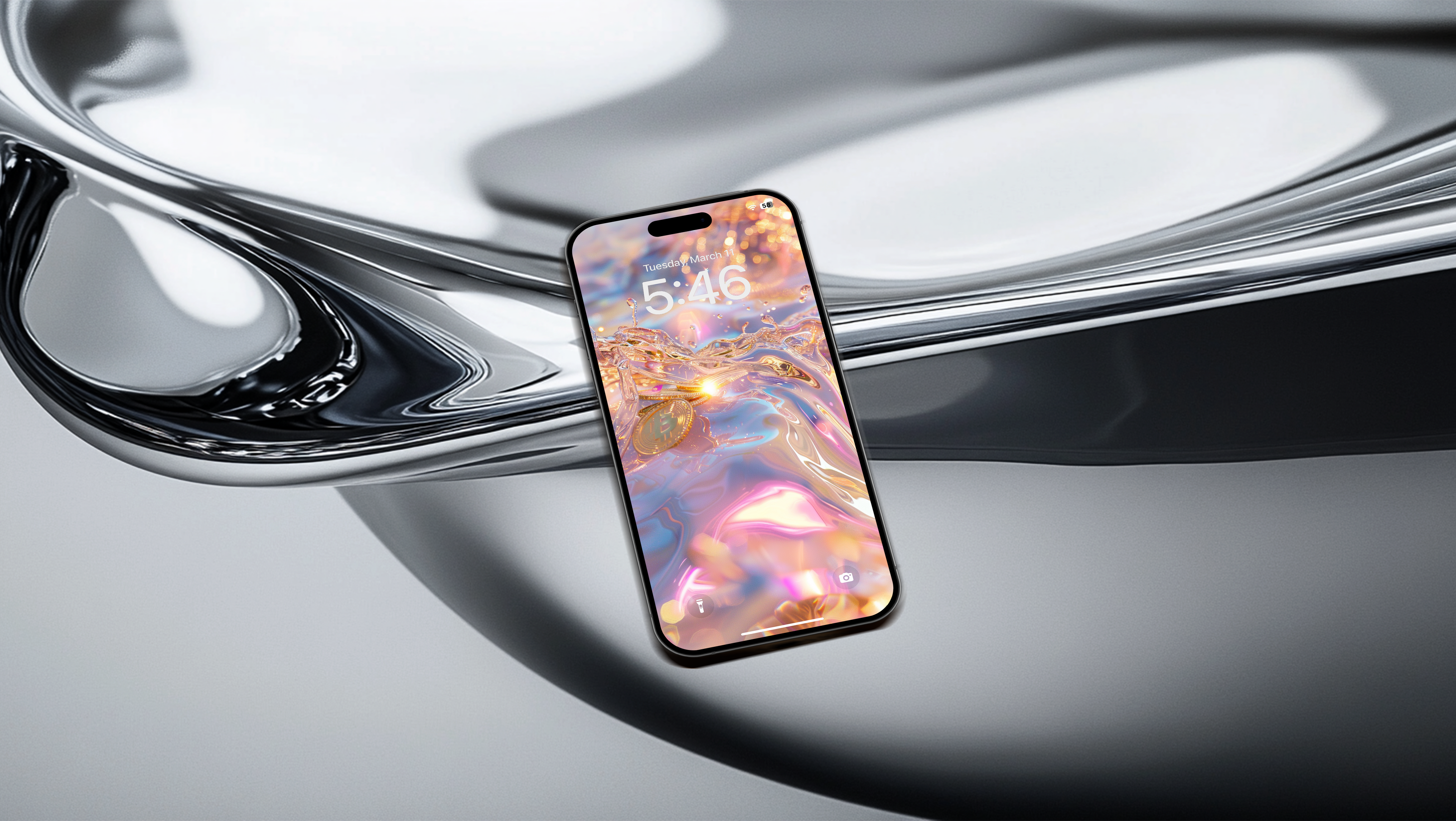 Aquatic Gold Reiki Wallpaper Set | Manifestation Mobile Backgrounds