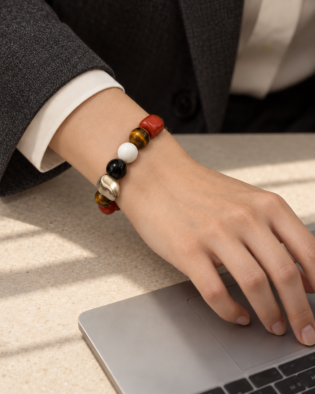 Ember — Tiger Eye and Red Agate NFC Bracelet