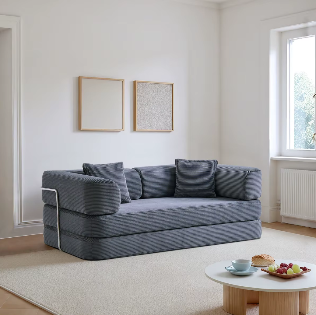 Olive Corduroy Modular Lounge Sofa Bed