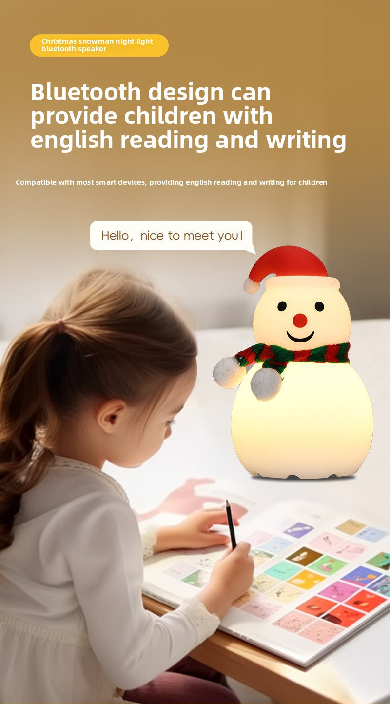 Christmas Snowman Silicone Tap Light Bluetooth Speaker | Healing Ambient Lamp & Holiday Gift