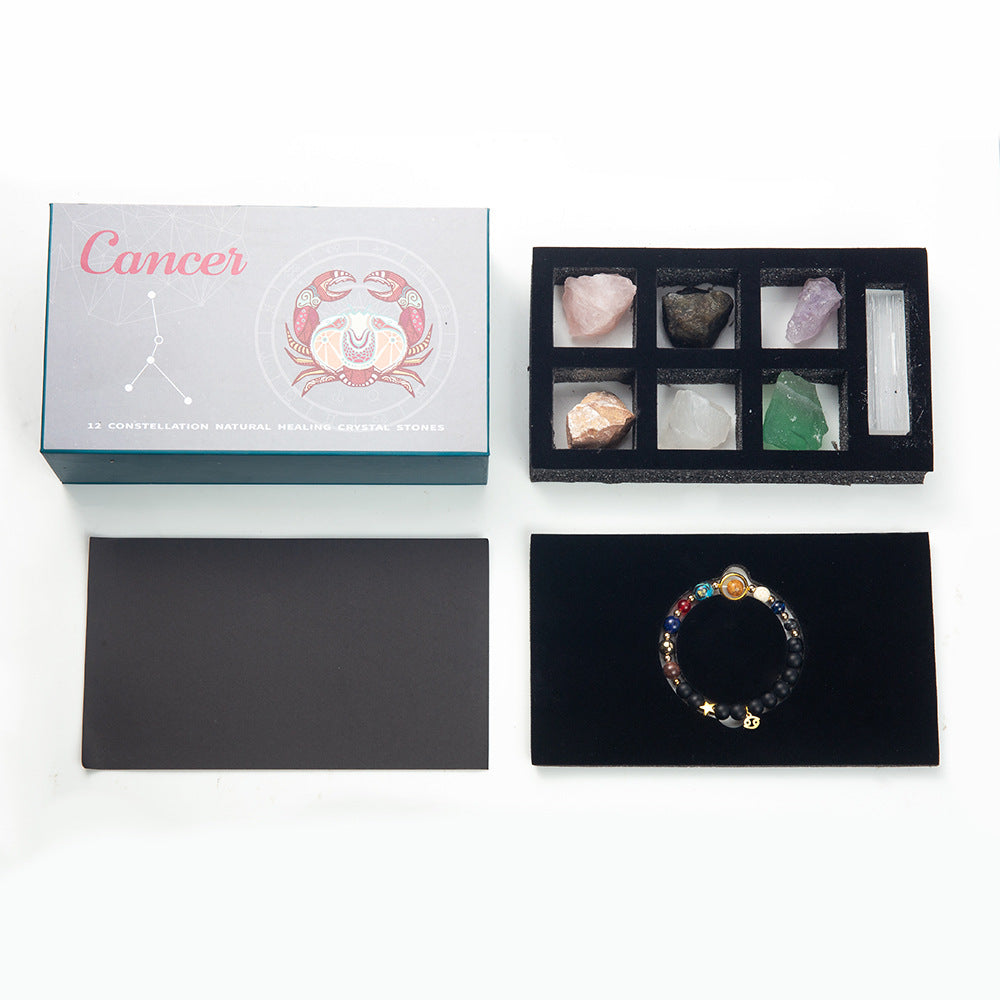 Zodiac Crystal Raw Stone Set | Twelve Constellations Gift Box