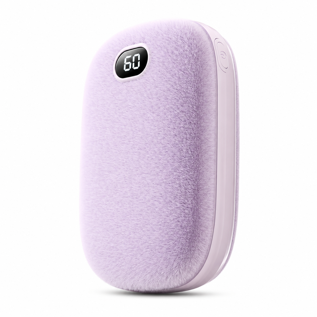 Lilac fleece hand warmer on a white background