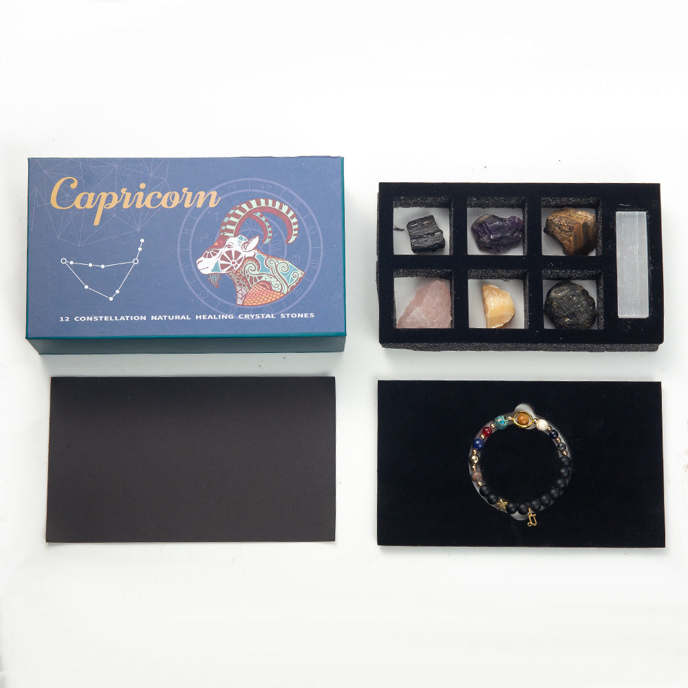 Zodiac Crystal Raw Stone Set | Twelve Constellations Gift Box