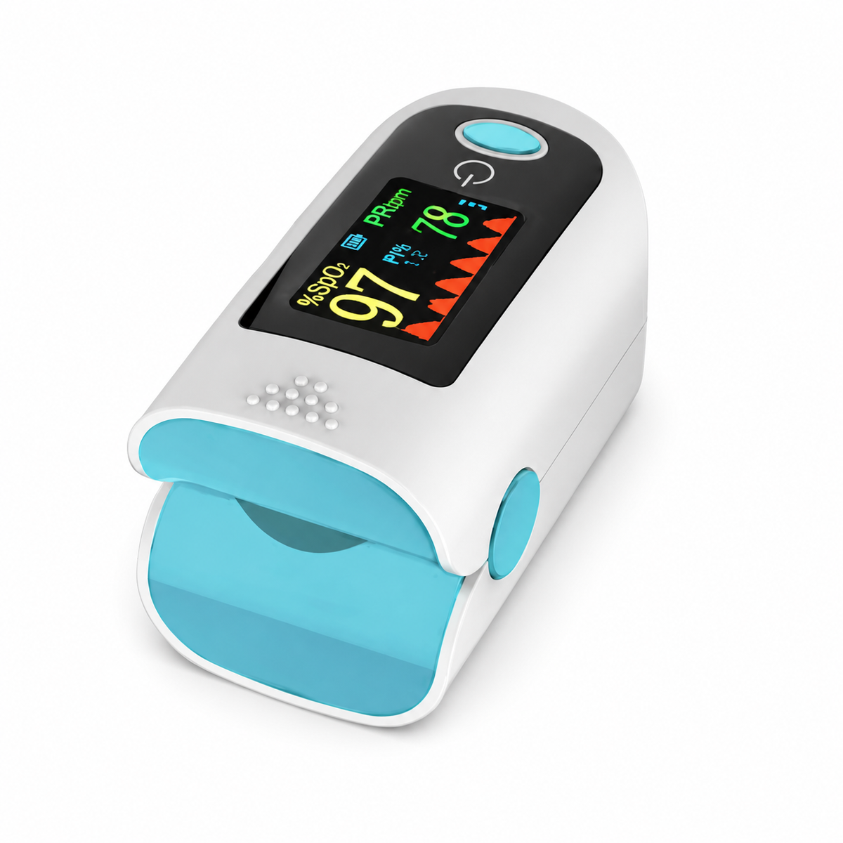 Digital Fingertip Pulse Oximeter on pure white background