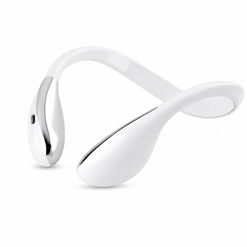 White heated sleep aid massager devices on a white background