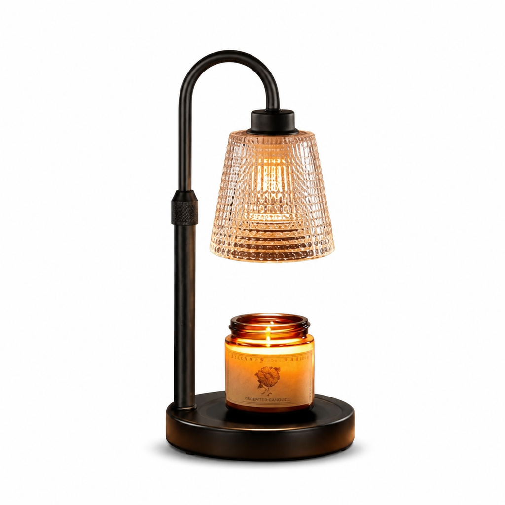 Height-adjustable candle warmer lamp on a white background