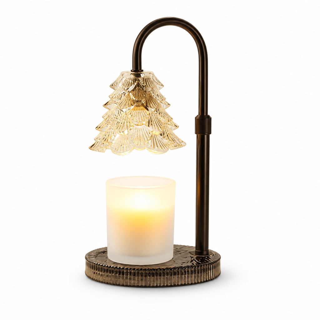 Minimal tree-shade candle warmer lamp on a white background