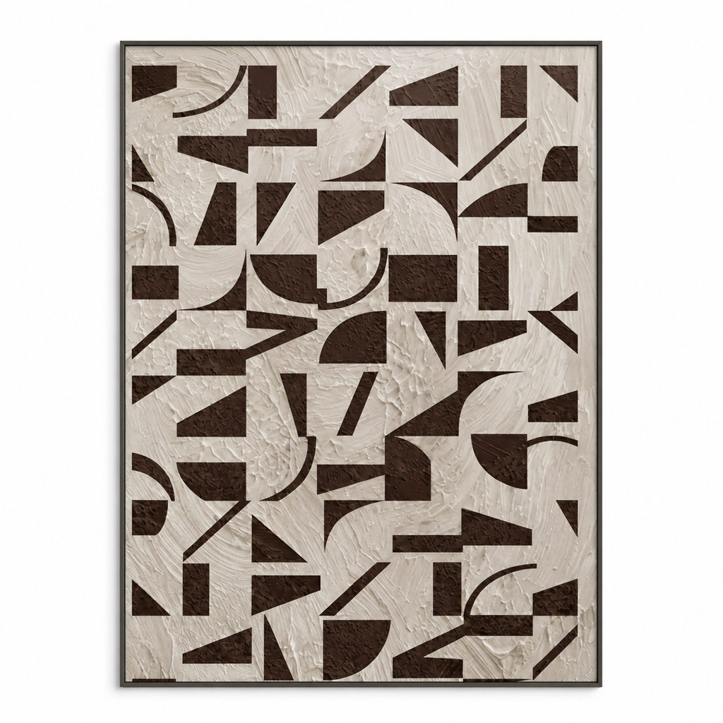 Modern Art Deco framed abstract wall art on a white background