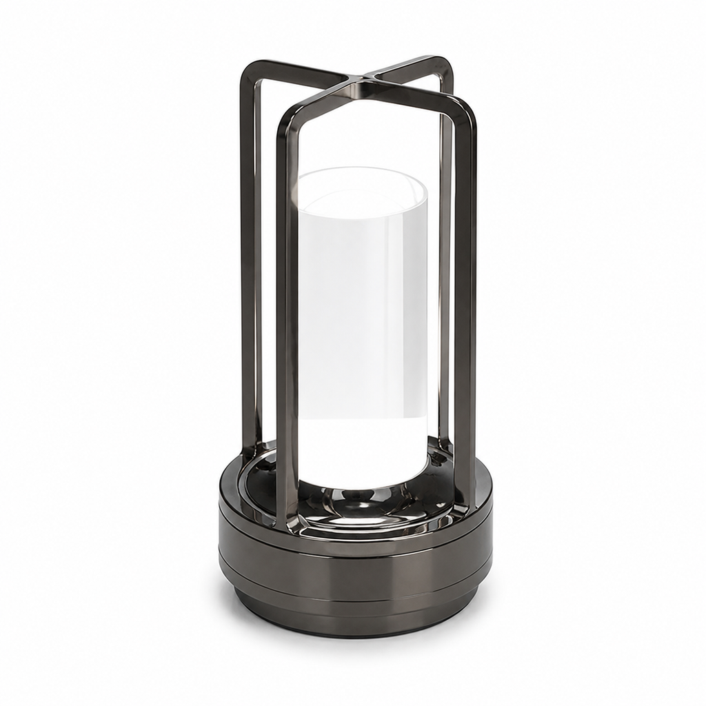 Rechargeable cordless table lamp on a white background