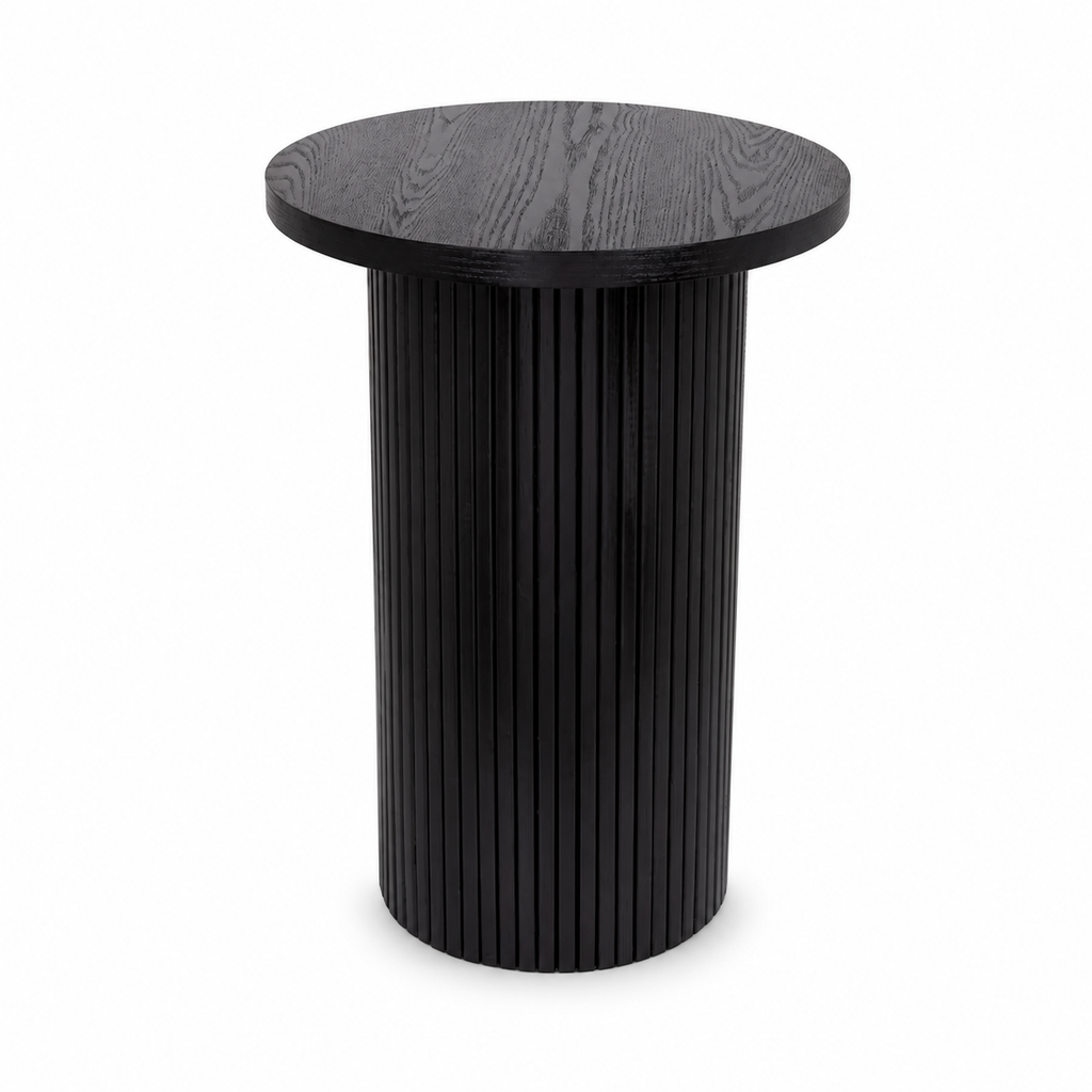Wood Balance End Table on pure white background